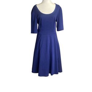 CONNECTED APPAREL Womens Navy Blue Midi Party Fit Flare A Line Dress Size 16